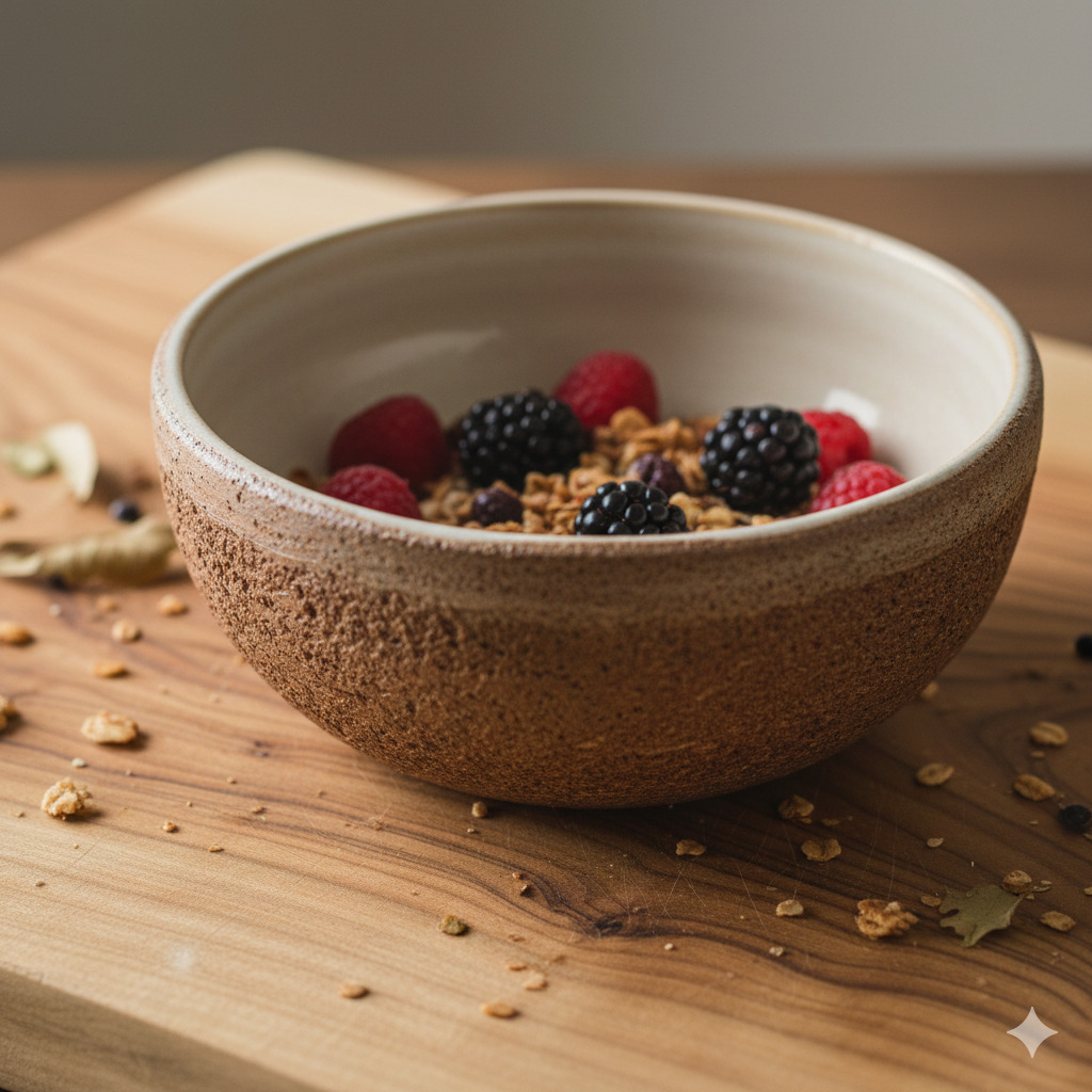 Keramiikkakulho puupinnalla